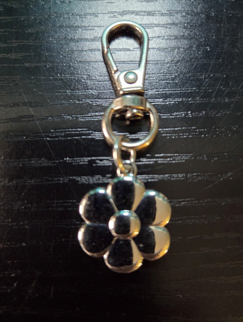 Small Women's Silver Flower Keychain Charm